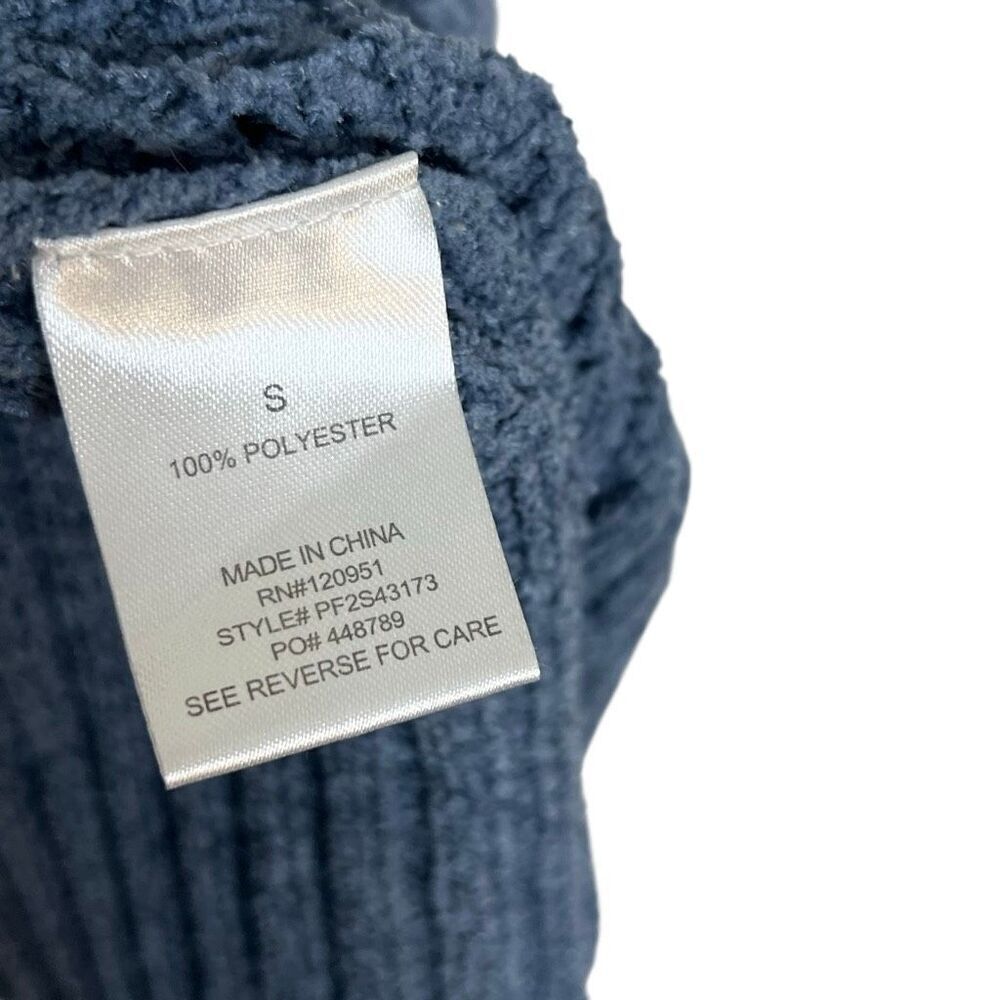 Pink Rose Open Front Cable Knit Pocket Cardigan Sweater Slate Blue Size Small - Picture 7 of 9